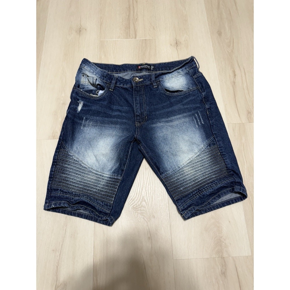 Southpole Denim Shorts Mens 34 Regular Blue Faded Wash Stretch Hip-Hop
